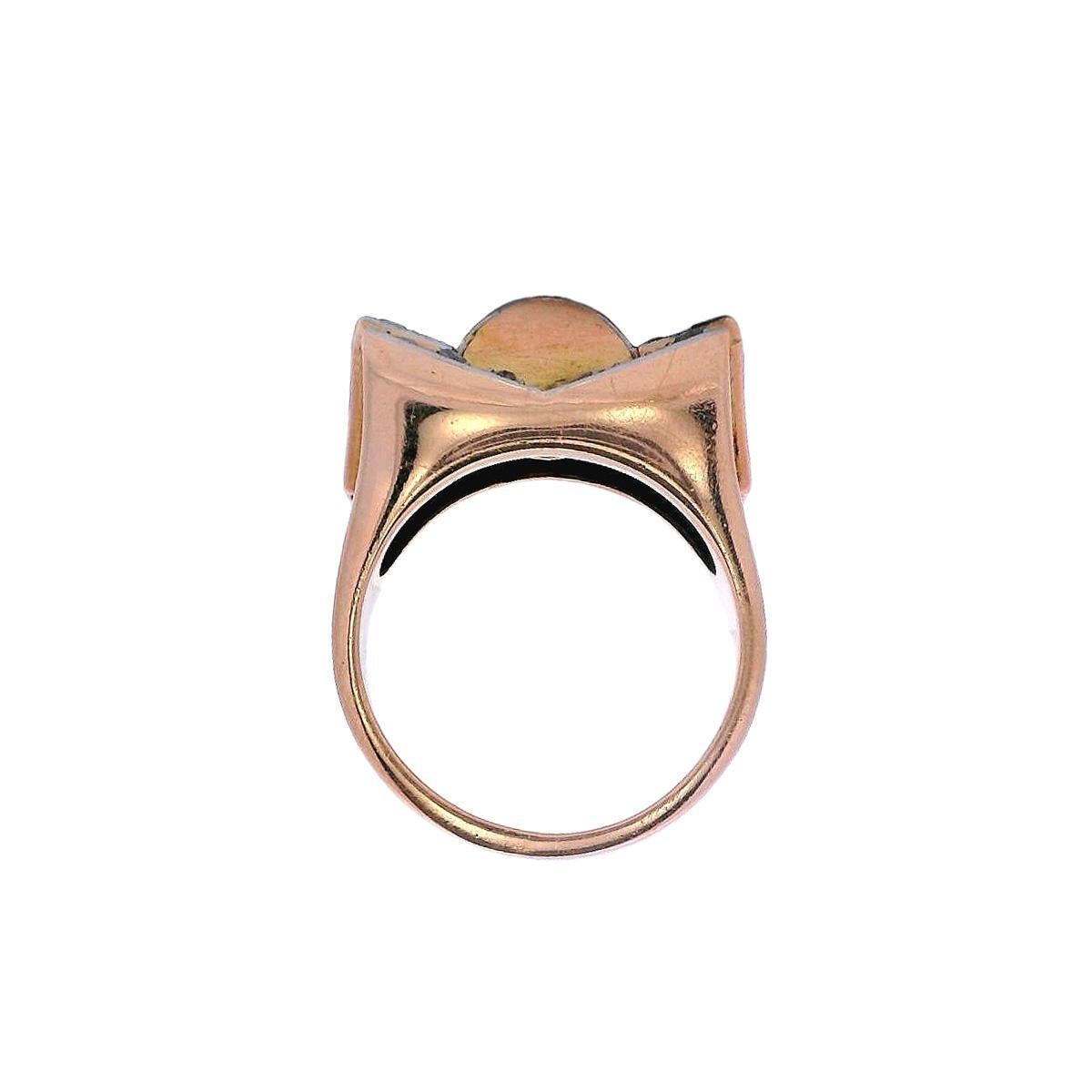 Anello Retro 1940 in oro rosa 18kt e platino con diamanti in vendita 2