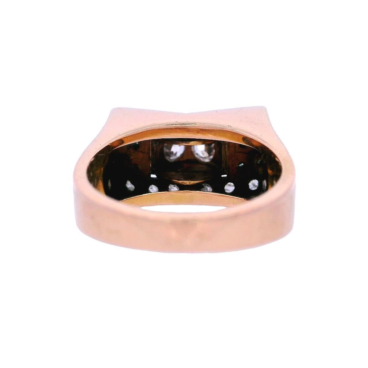 Anello Retro 1940 in oro rosa 18kt e platino con diamanti in vendita 3