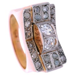 Retro 1940 Ring in 18kt rose Gold and Platinum with Diamonds