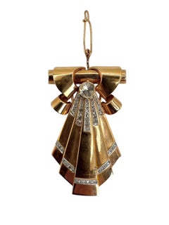 Retro 1940s 14K Gold Pin/Pendant Rose Cut Diamonds