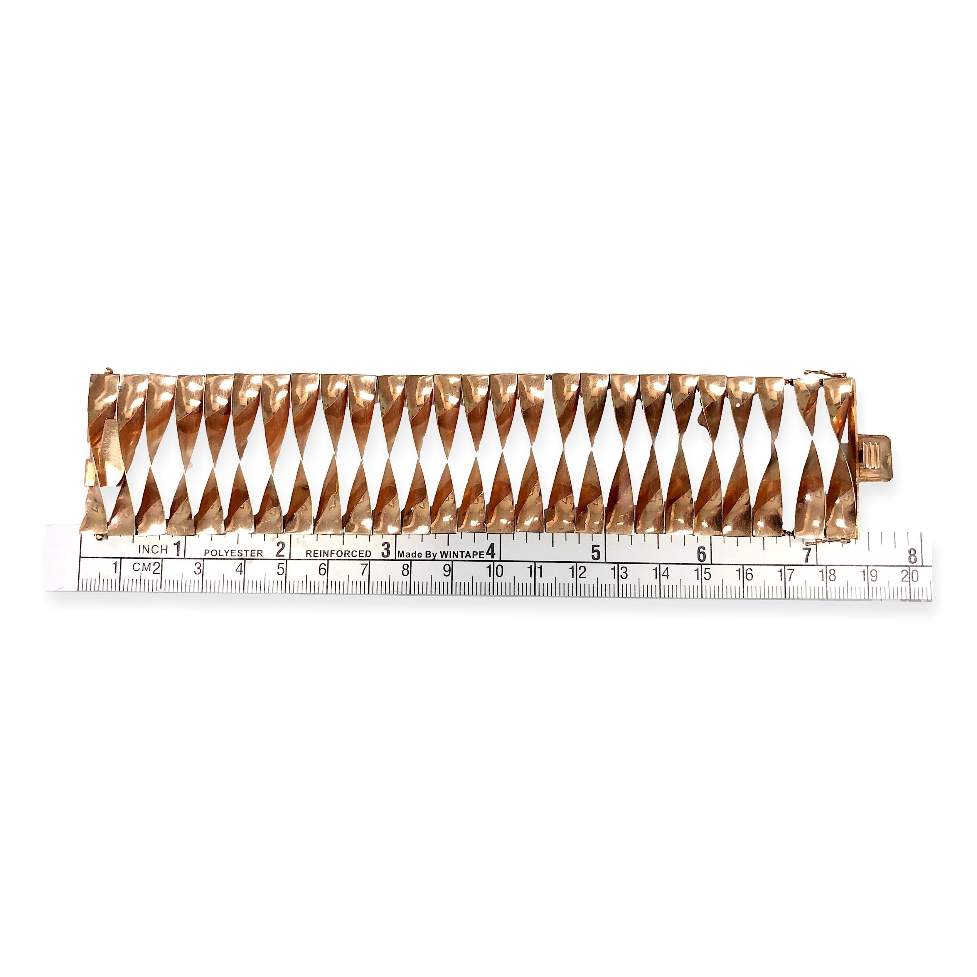 Retro 1940's 14K Rose Gold Bracelet 7.25