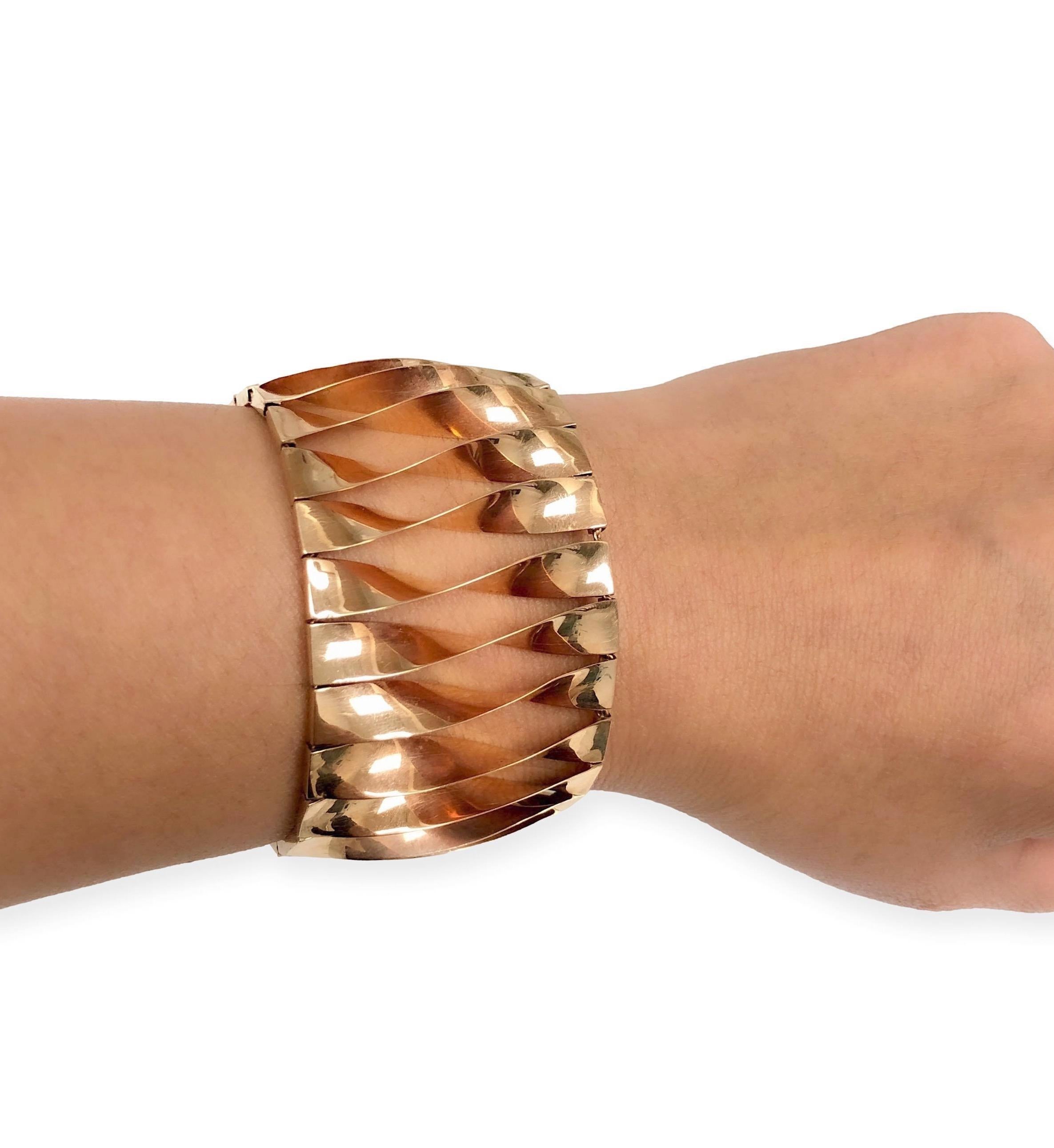 Retro 1940's 14K Rose Gold Bracelet 7.25