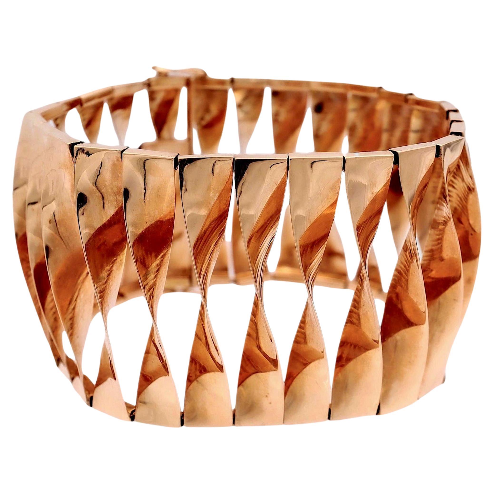 Retro 1940's 14K Rose Gold Bracelet 7.25" Long
