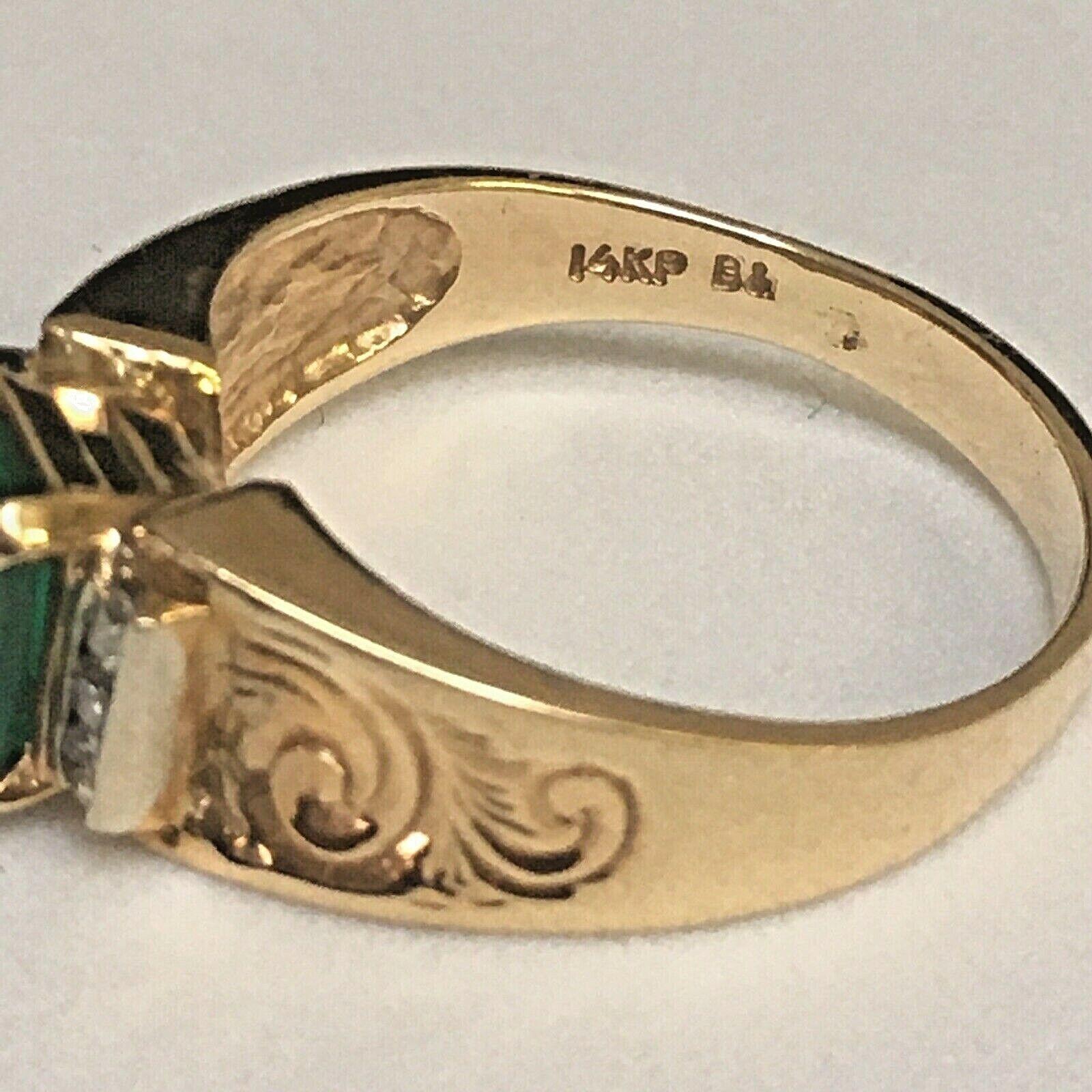 Retro 1940s 1.75 Carat Natural Columbian Emerald 14k Gold Diamond Ring For Sale 1