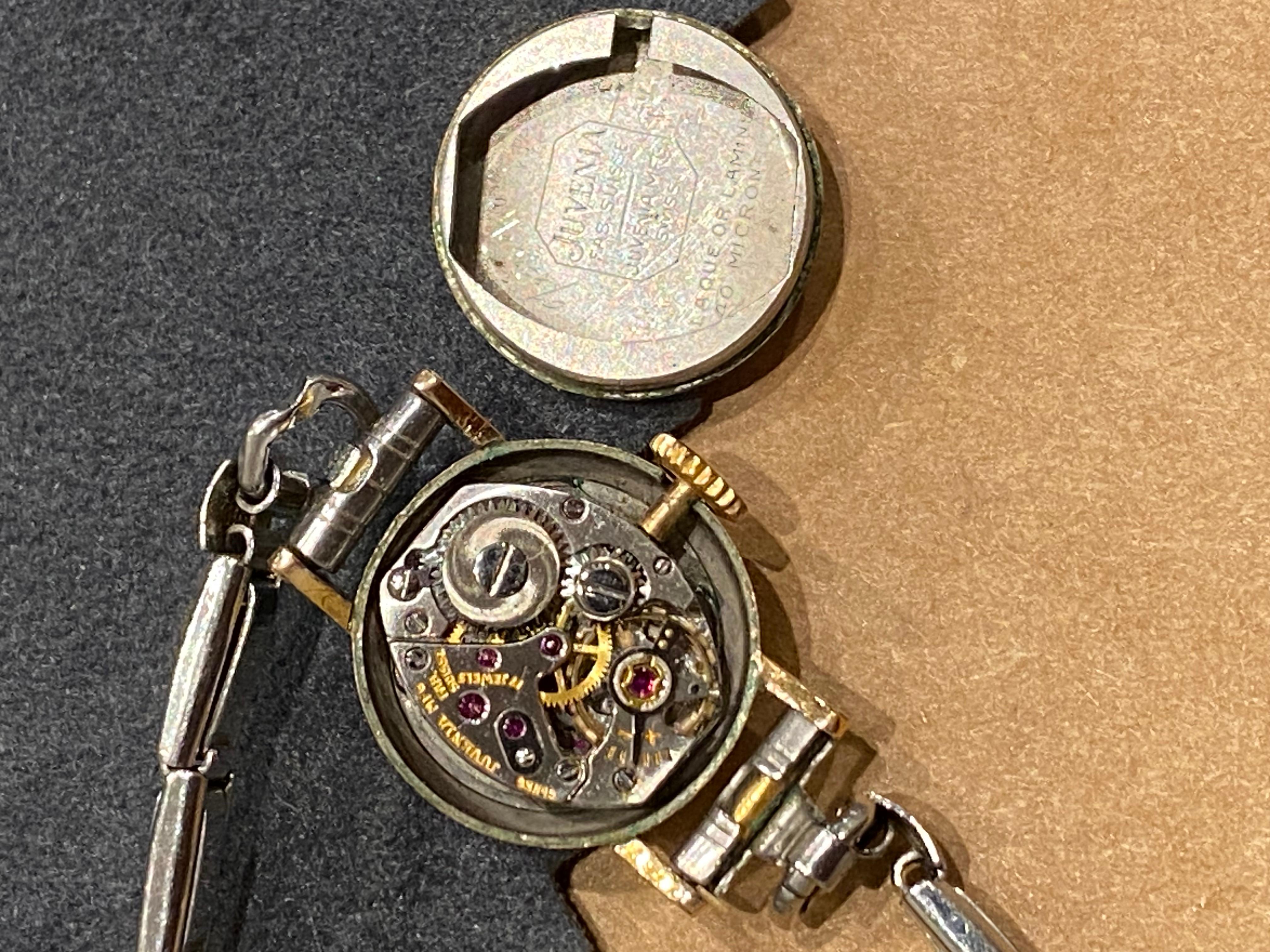 Retro 1940's Gold Filled & S/Steel Ladies' Cocktail Wristwatch by Juvenia In Excellent Condition In MELBOURNE, AU