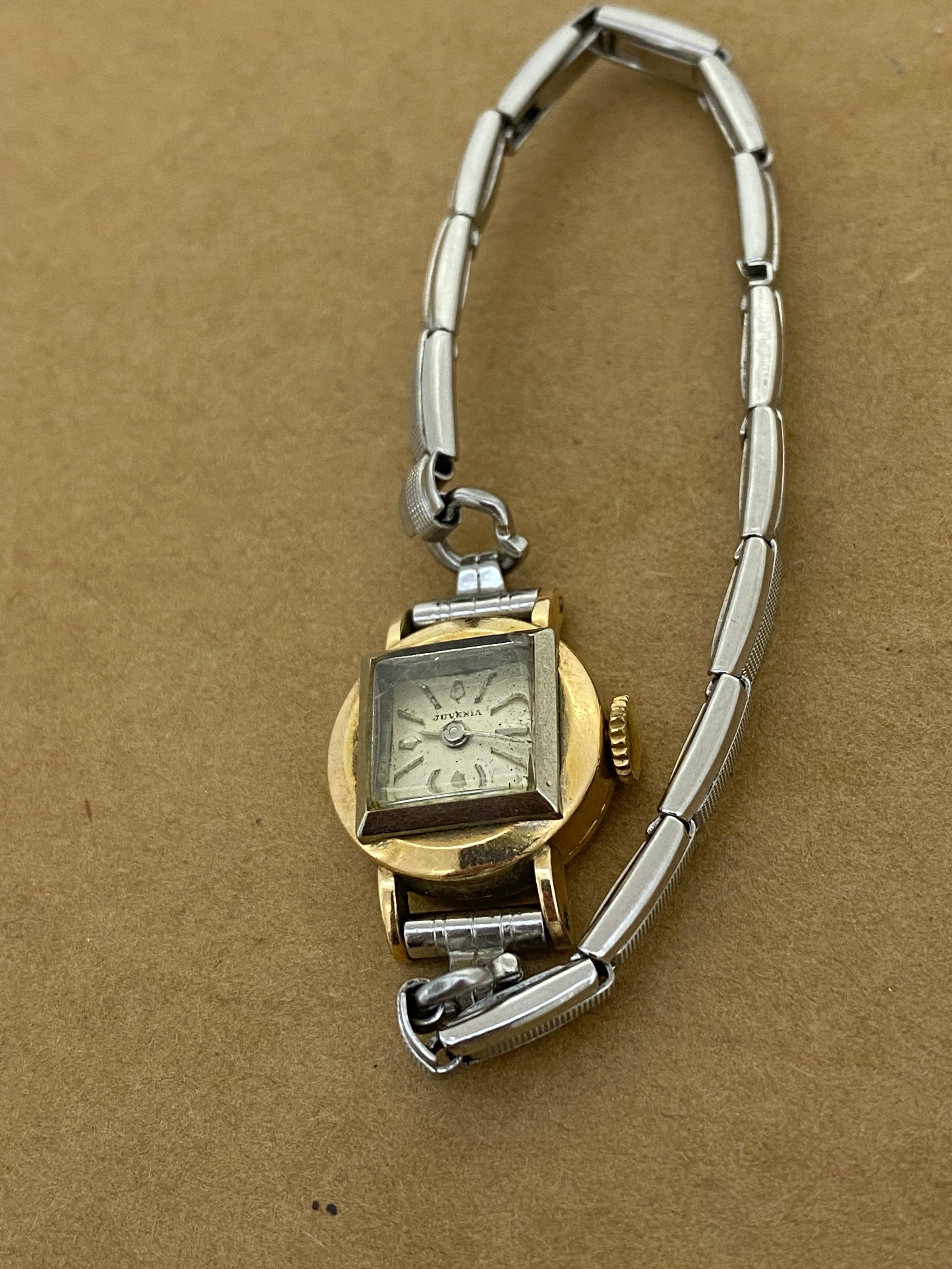 Retro 1940's Gold Filled & S/Steel Ladies' Cocktail Wristwatch by Juvenia 4