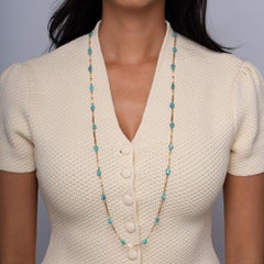 Retro 1940's Nugget Turquoise Long Station Necklace