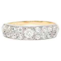 Retro 1940's Old European Cut Diamond Platinum-Topped 14 Karat Yellow Gold Ring