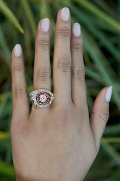 Retro 1940s Ruby & Diamond Cocktail Ring