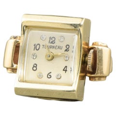 Vintage 1940s Tourneau Watch Ring in 14k Gold with Provenance