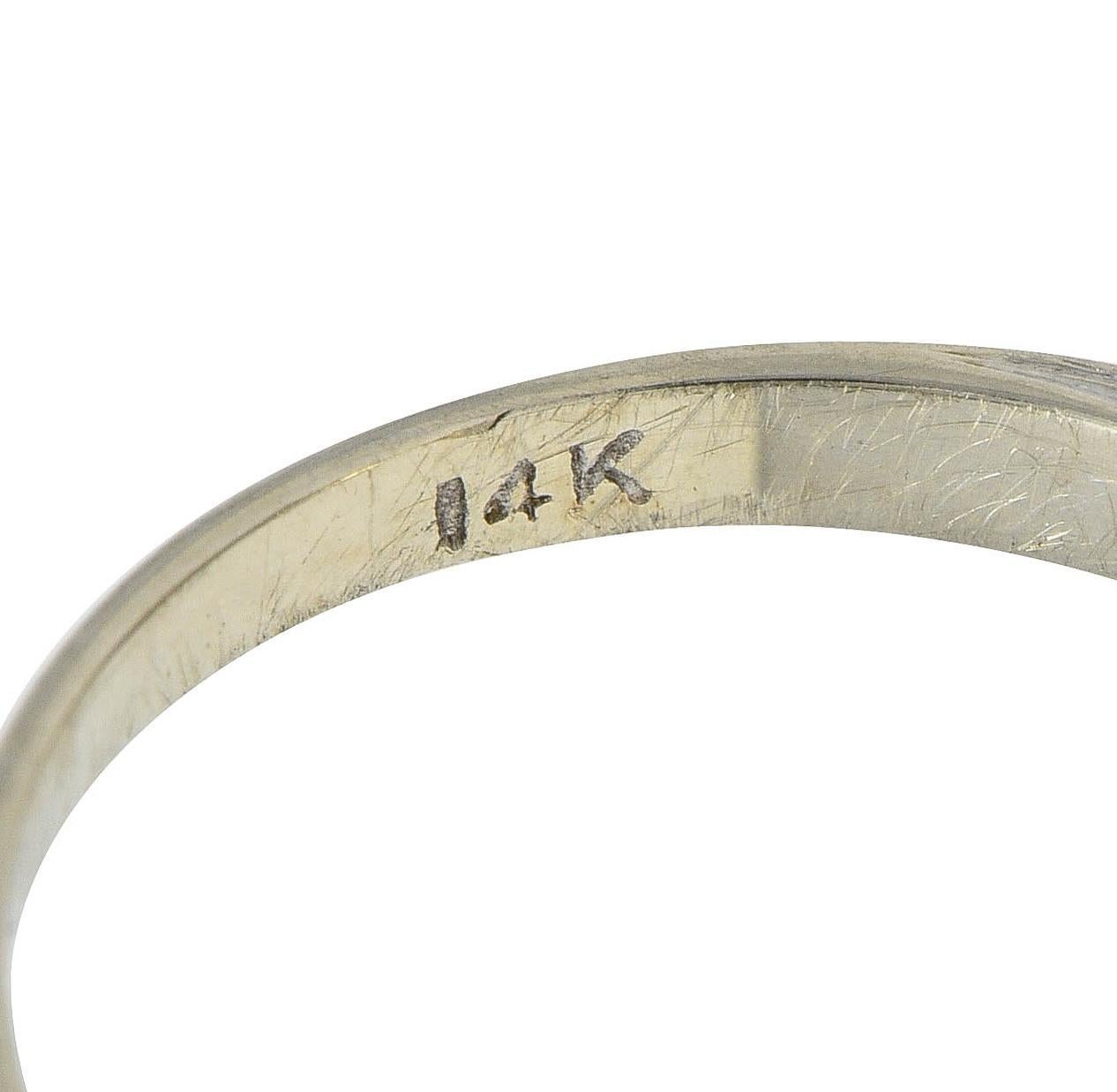 Retro 1943 Carved Moonstone 14 Karat White Gold Vintage Intaglio Ring For Sale 2