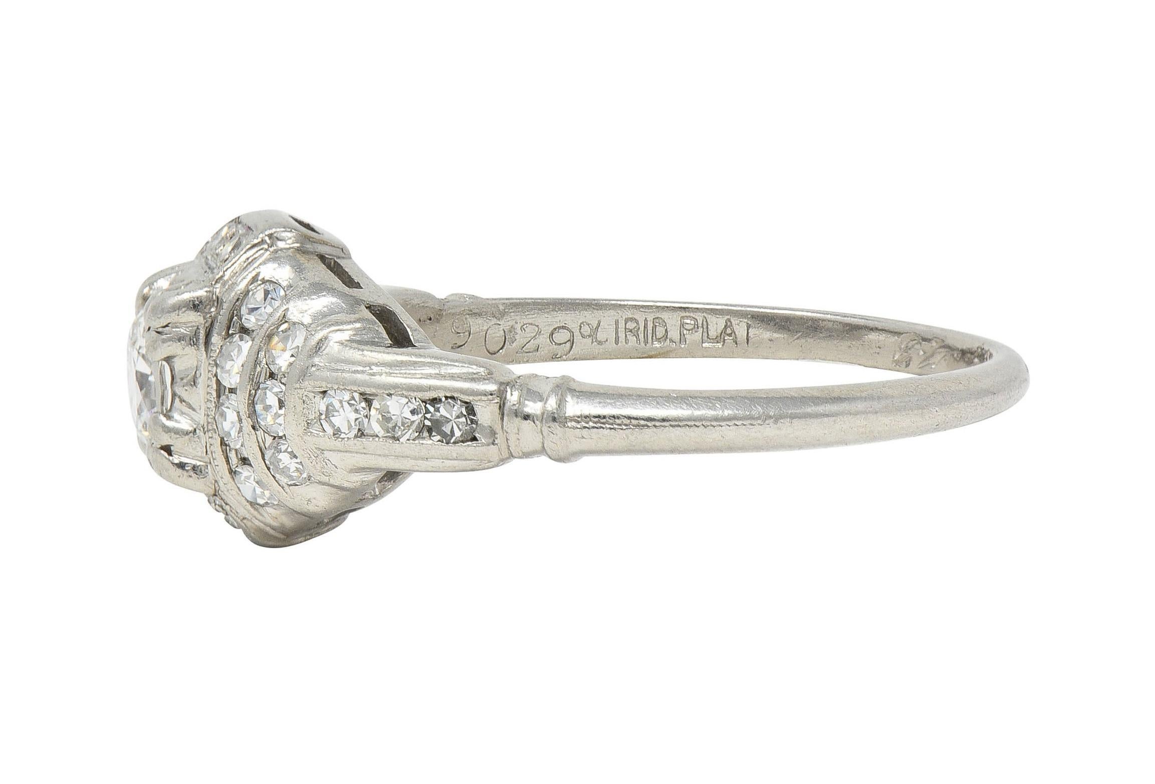 Retro 1943 Old European Cut Diamond Platinum Stepped Vintage Engagement Ring For Sale 2
