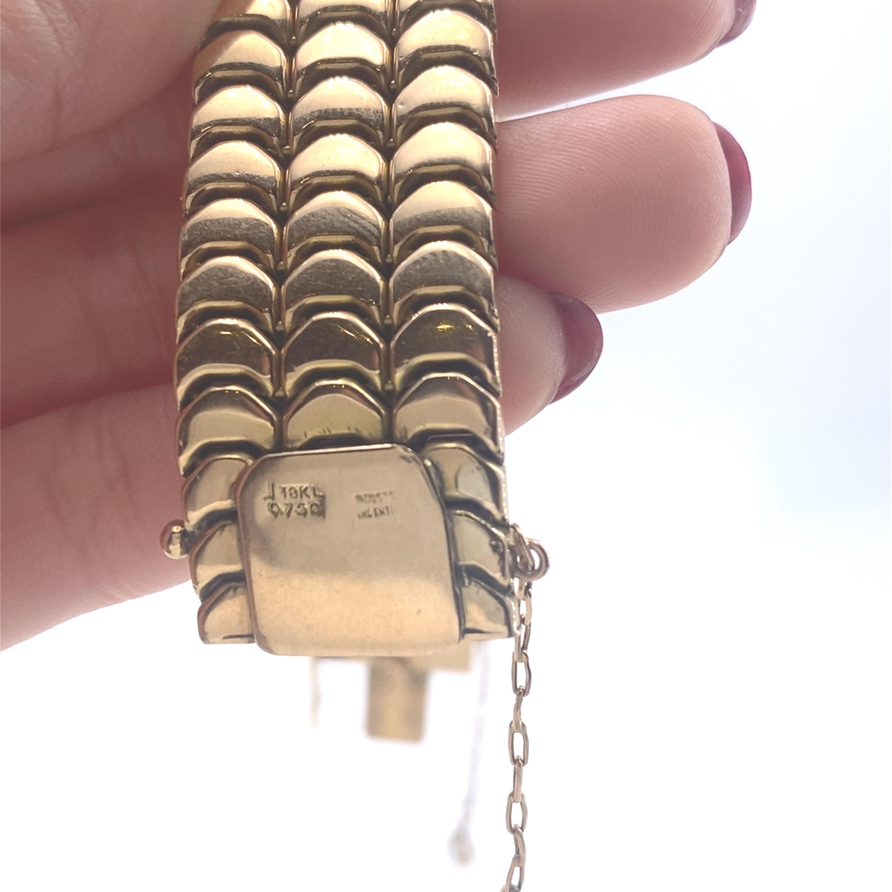 Retro 1950 wide Bracelet in 18kt rose Gold For Sale 3