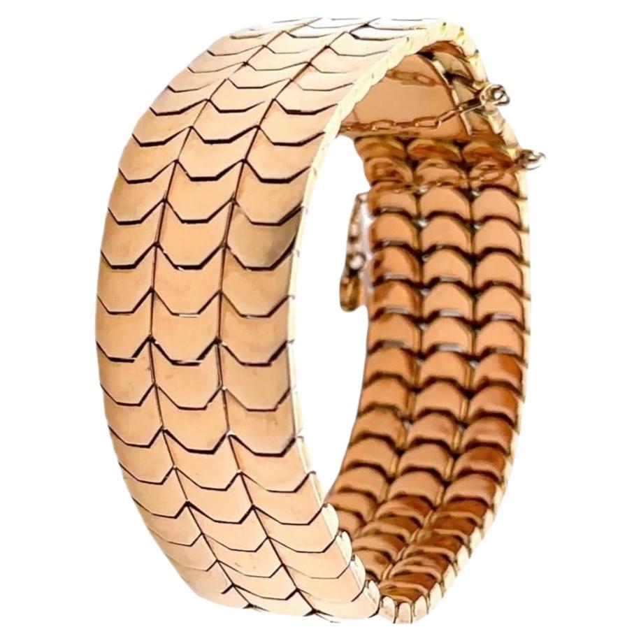 Retro 1950 wide Bracelet in 18kt rose Gold