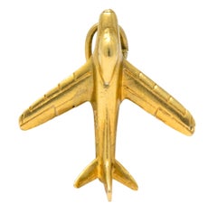 Retro 1950s 14 Karat Gold U.S. Air Force Fighter Plane Airplane Charm