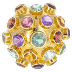 Retro 1950s 18K Yellow Gold Multi-Gemstone Sputnik Ring
