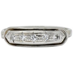 Vintage 1950s Diamond Platinum Anniversary Band Stackable Ring