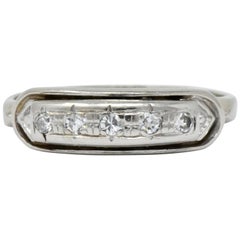 Retro 1950s Diamond Platinum Anniversary Band Stackable Ring