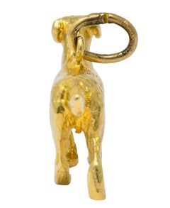 Retro 1950s Enamel 14 Karat Gold Realistic Dog Charm