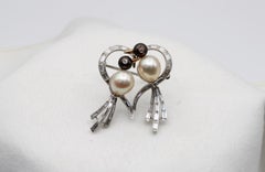 Retro 1950s Lover Bird Brooch, 3.03 Carats