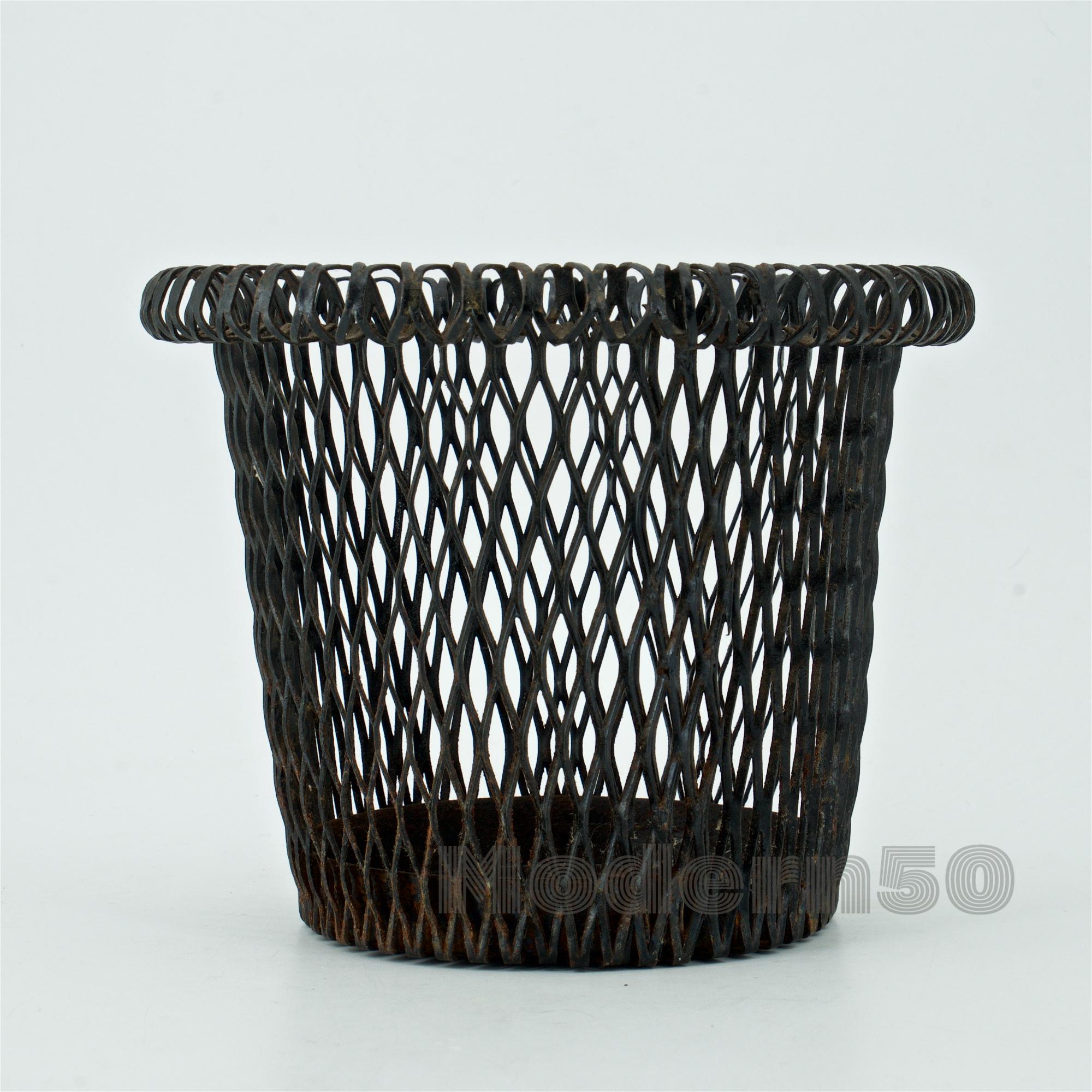 American Retro 1950s Metal Mesh Petite Planter Midcentury in Style of Mathieu Matégot