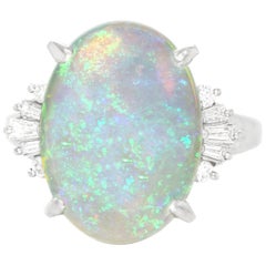 Retro 1950s Opal Ring in Platinum