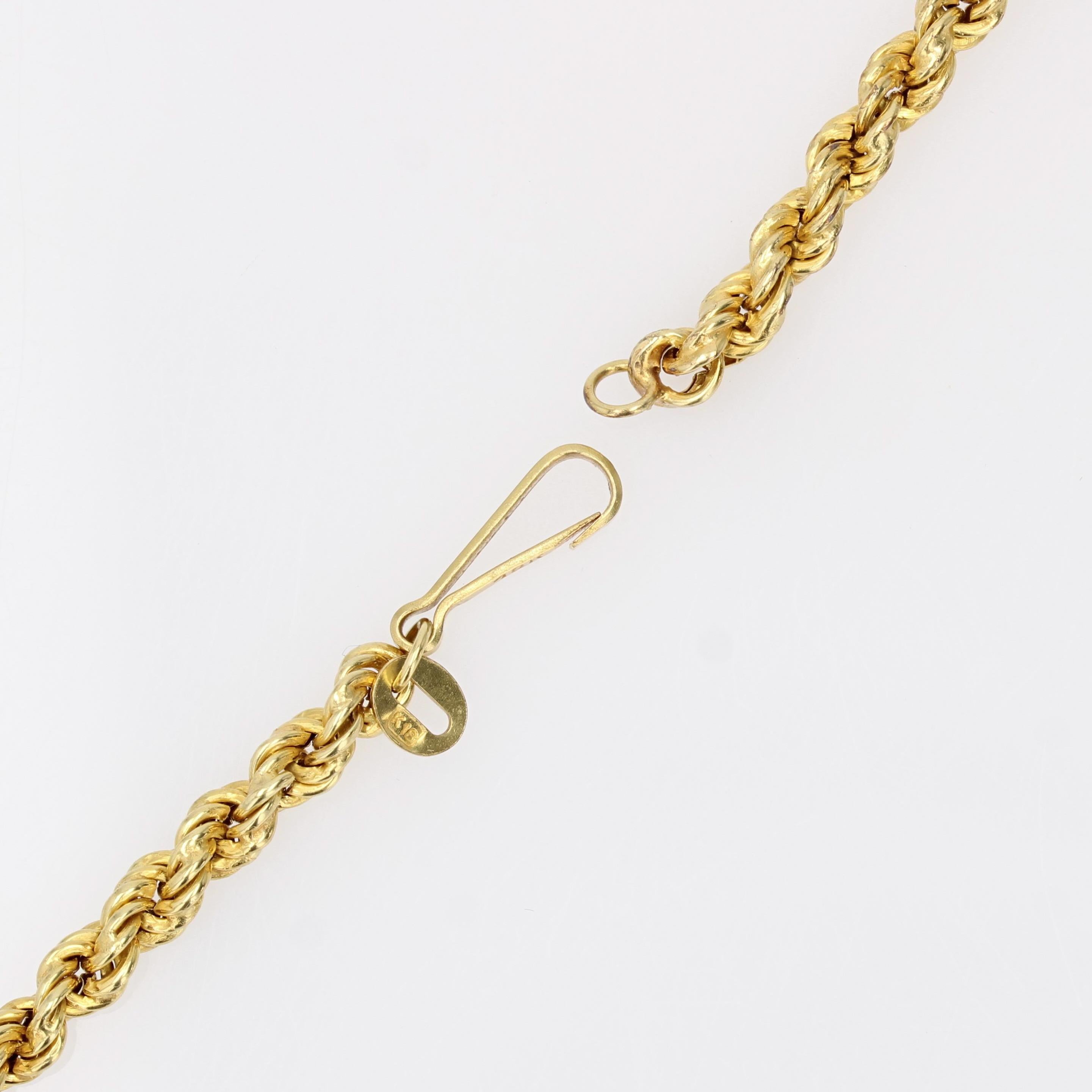 Collana lunga retrò degli anni '60 in oro giallo 18 carati con torsione in vendita 8