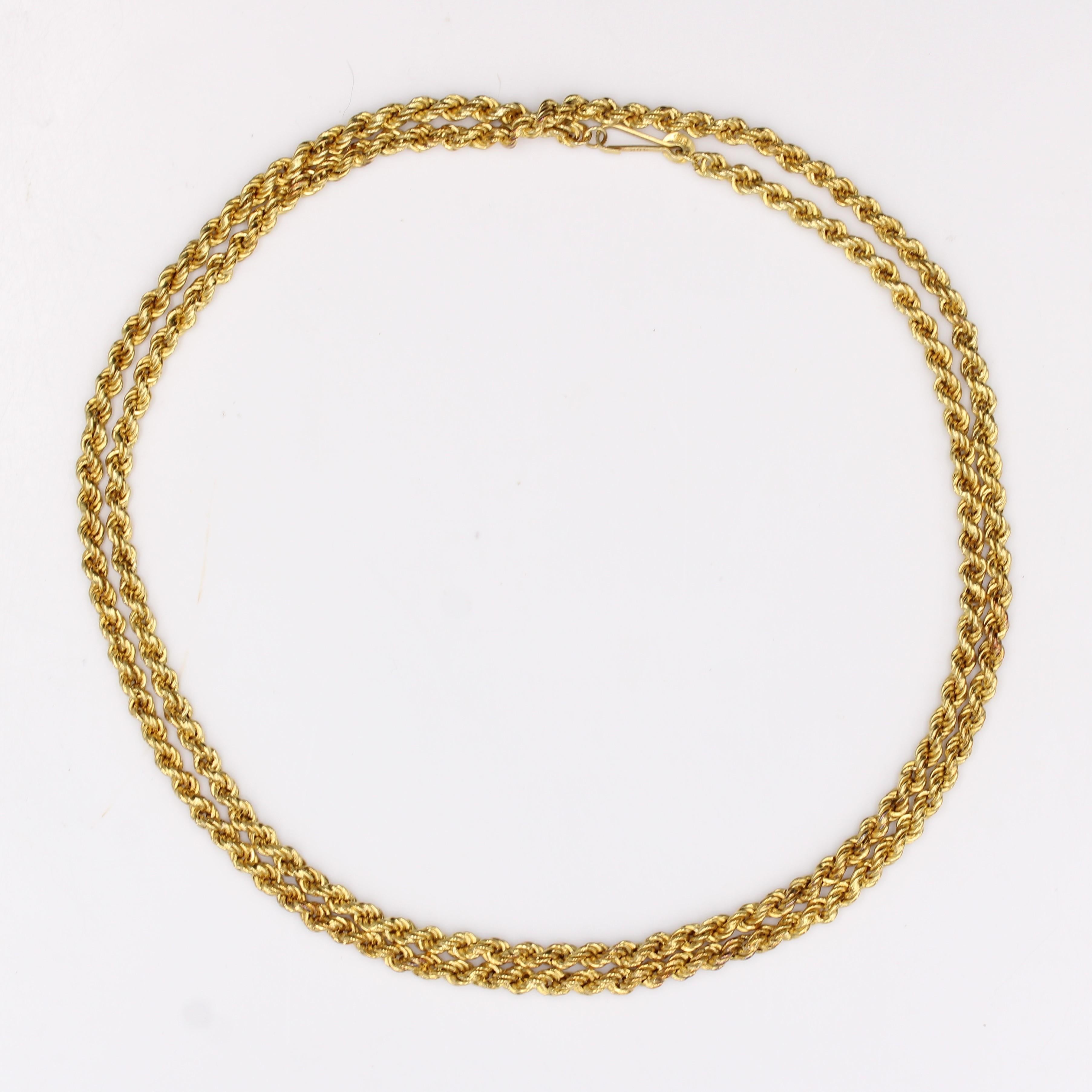 Rétro Collana lunga retrò degli anni '60 in oro giallo 18 carati con torsione in vendita