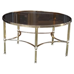 Retro 1960s-1970s Glass Topped Brass Coffee Table