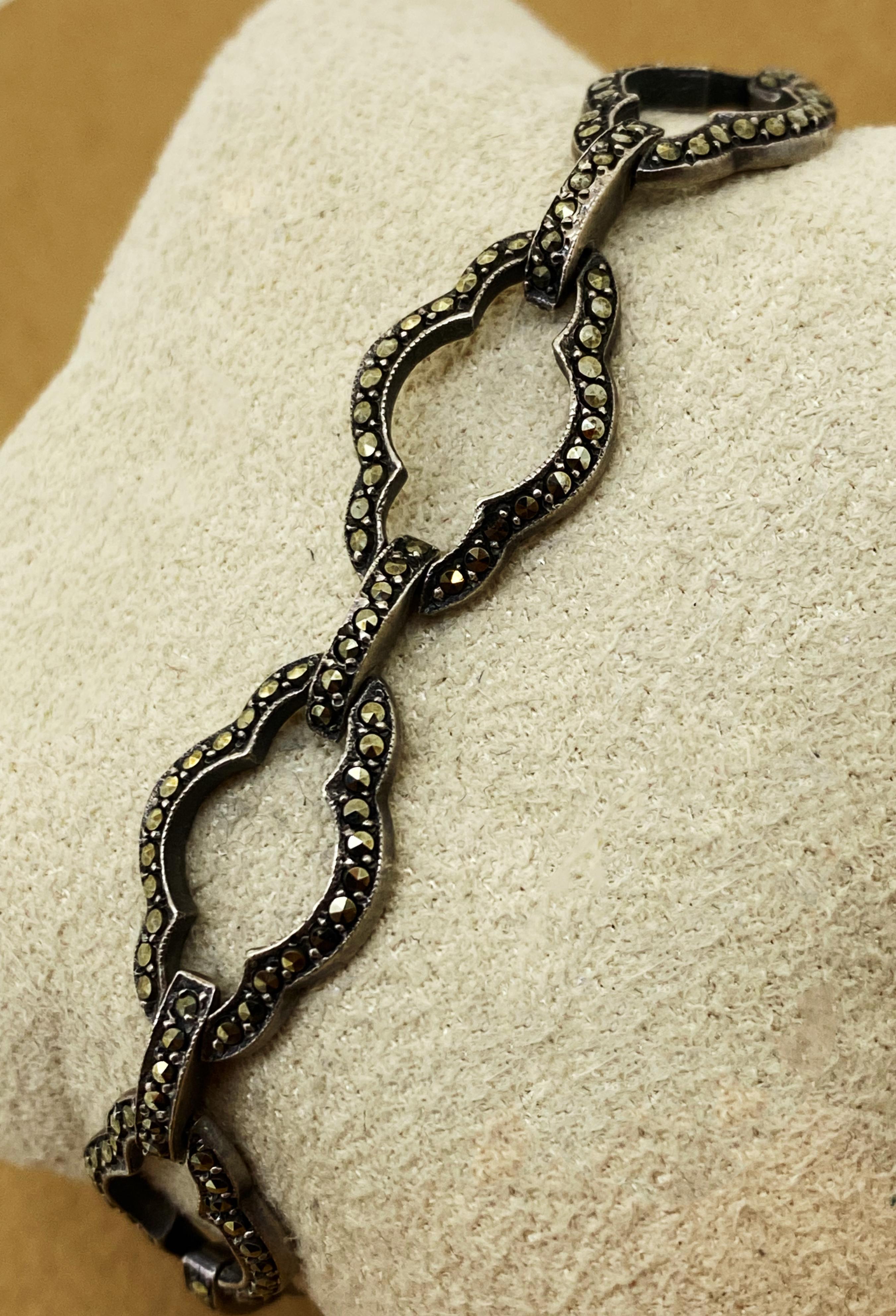 Rétro Retro 1960's 800 Silver & Marcasite European Ladies' Bracelet, 19cm - 7.5