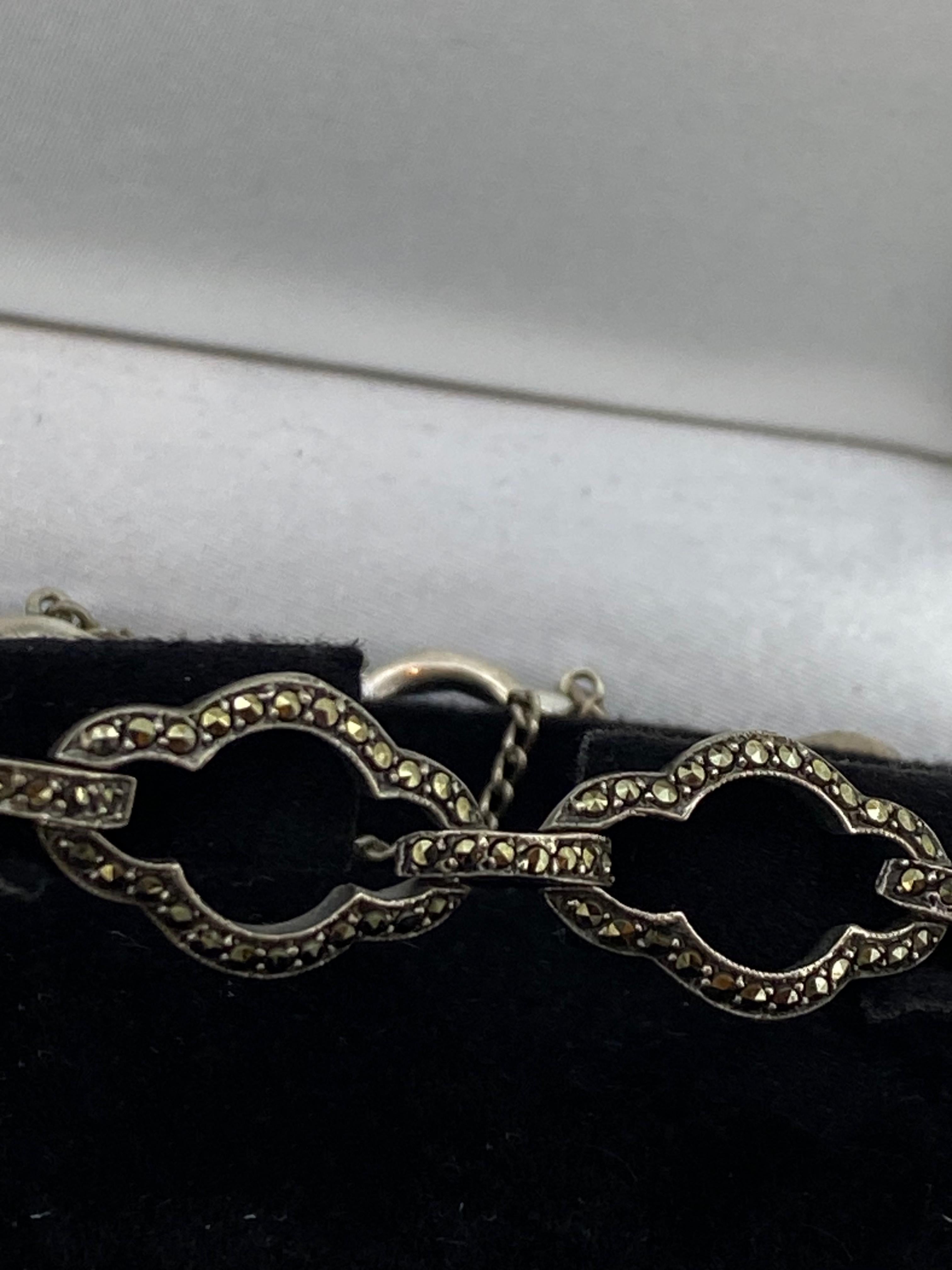 Retro 1960's 800 Silver & Marcasite European Ladies' Bracelet, 19cm - 7.5