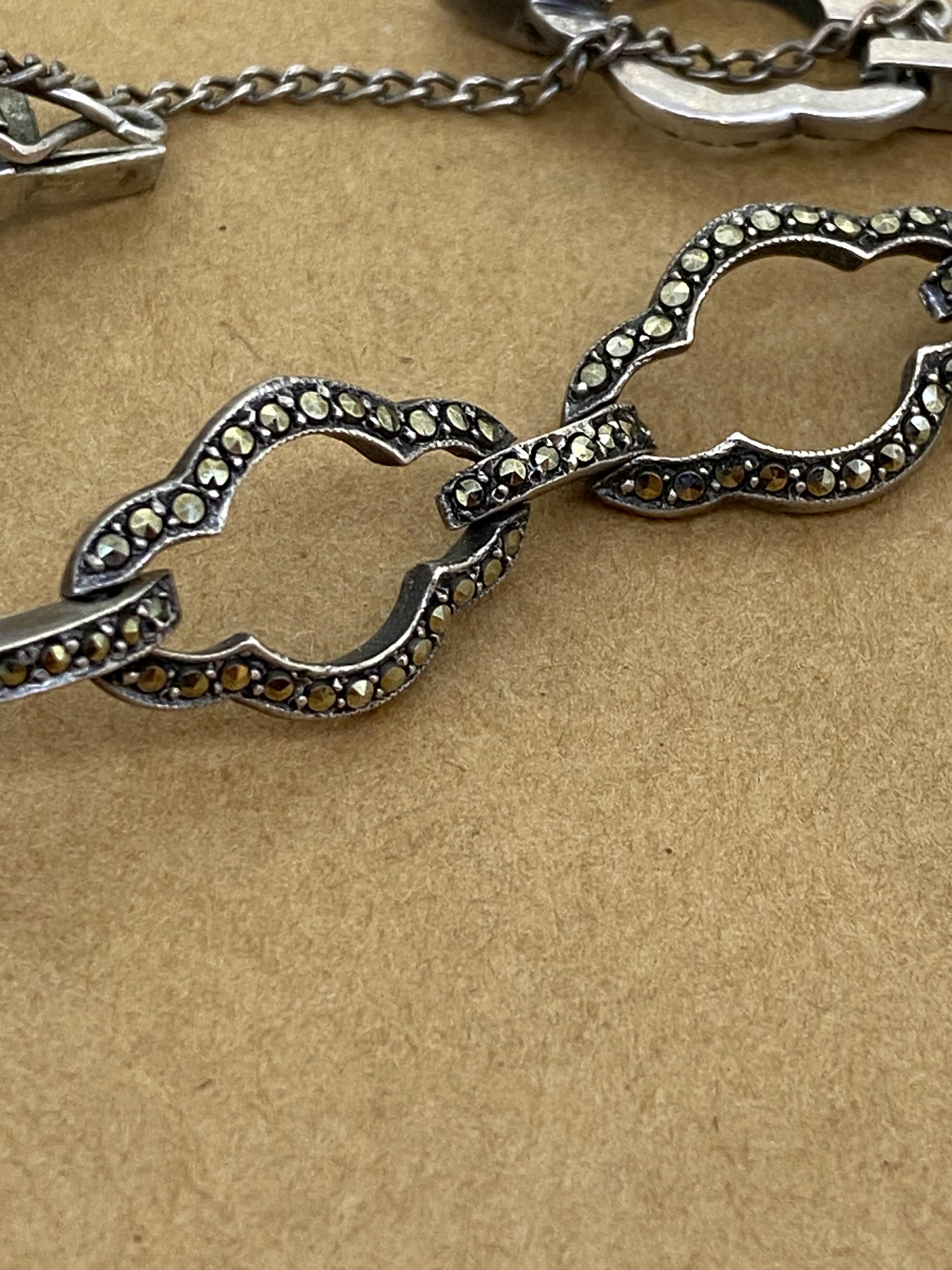 Retro 1960's 800 Silver & Marcasite European Ladies' Bracelet, 19cm - 7.5