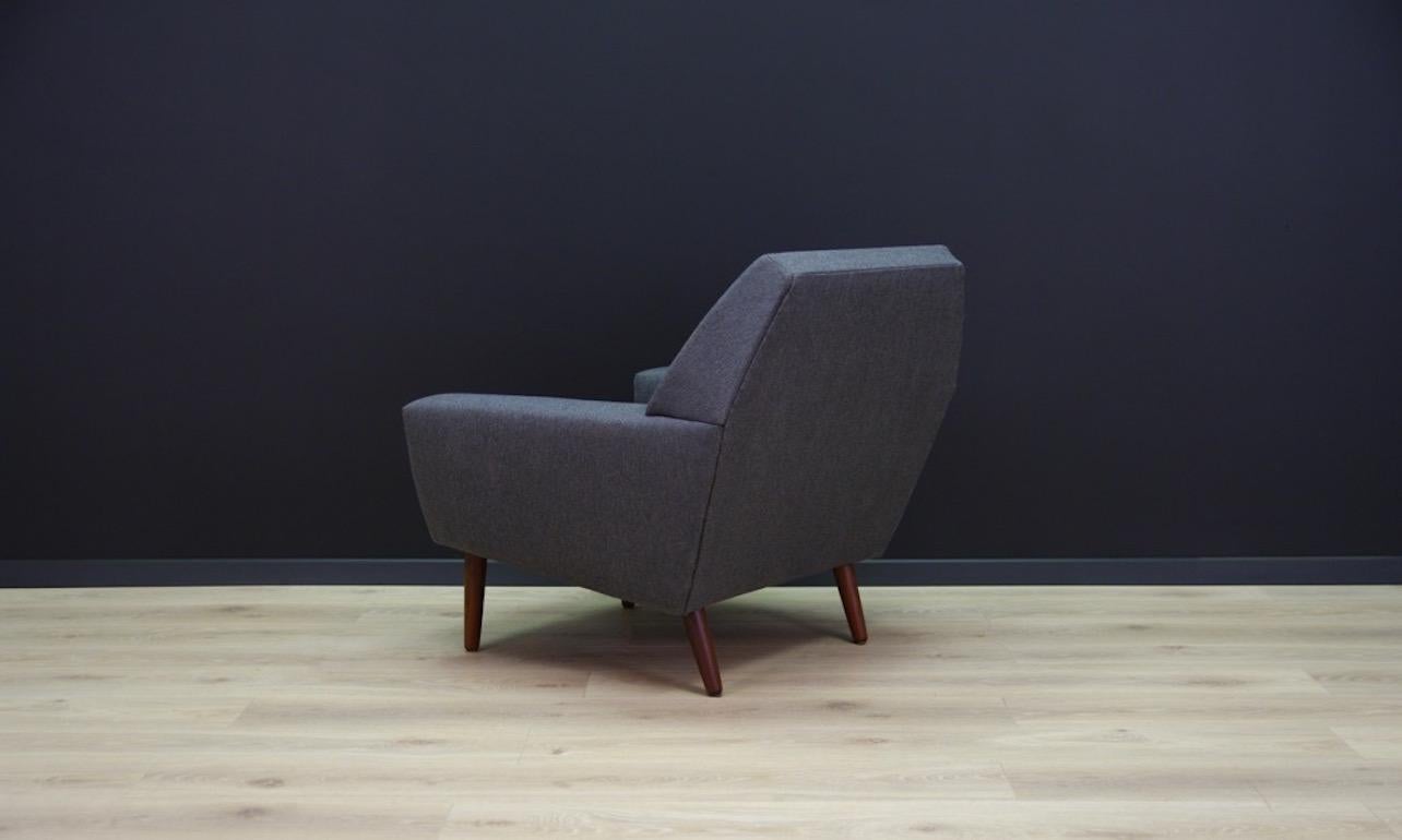 Fabric Retro 1960s Graphite Armchair Danish Design Teak Vintage