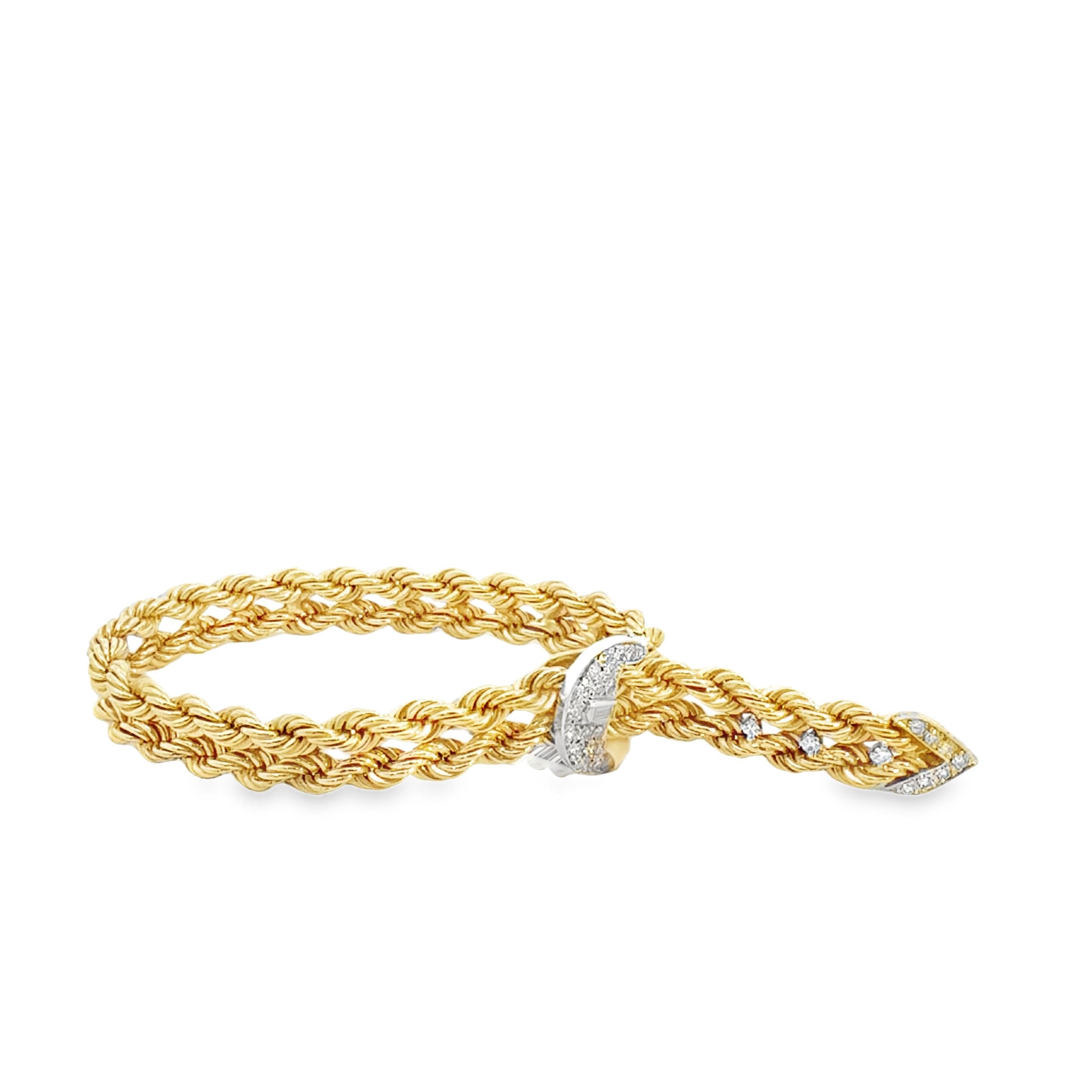 Retro 1970s Hammerman Brothers Diamond Buckle Bracelet In Excellent Condition For Sale In Beverly Hills, CA