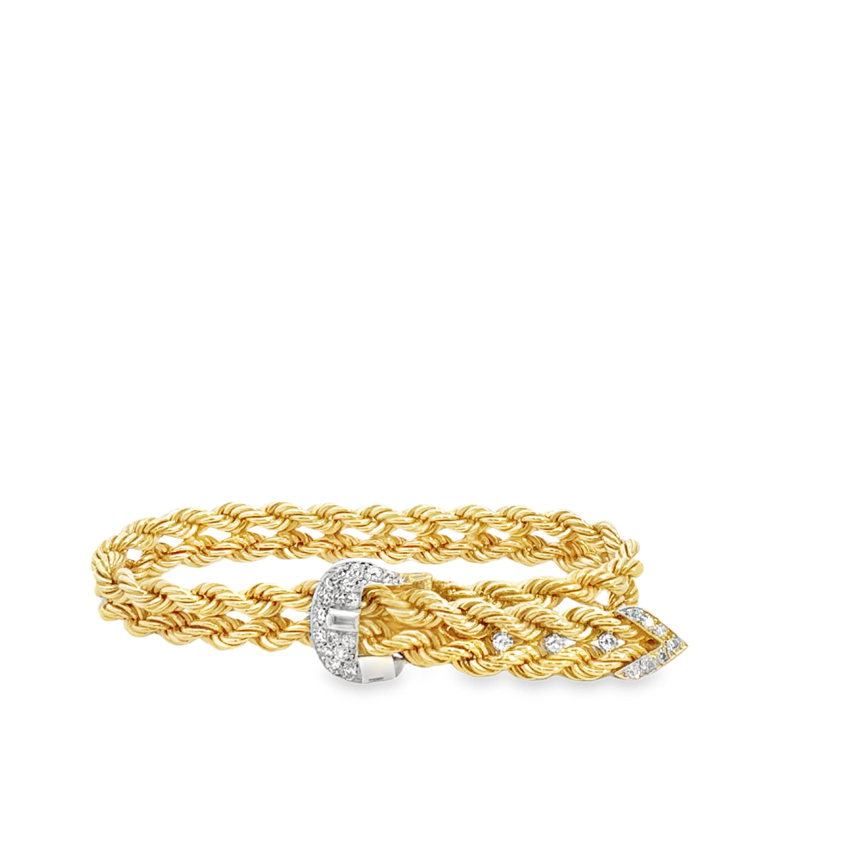 Women's or Men's Retro 1970s Hammerman Brothers Diamond Buckle Bracelet For Sale