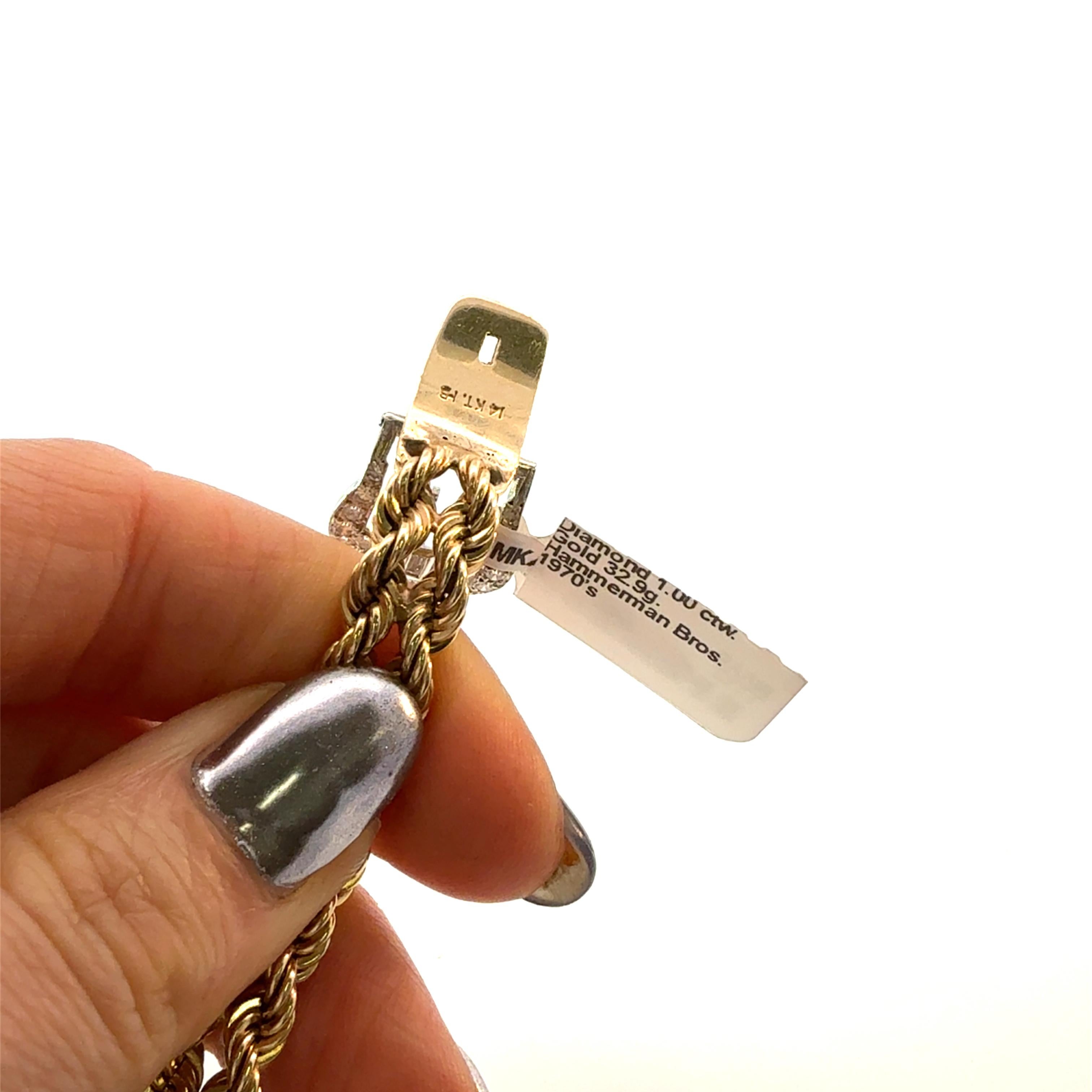 Retro 1970s Hammerman Brothers Diamond Buckle Bracelet For Sale 2