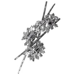 Retro 1970s Kutchinsky London Diamond Spray Brooch en platine