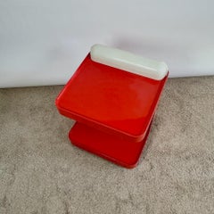 Retro 1970s Longato 'Game' Bar Cart in Vibrant Red with Lights By Marcello Siard