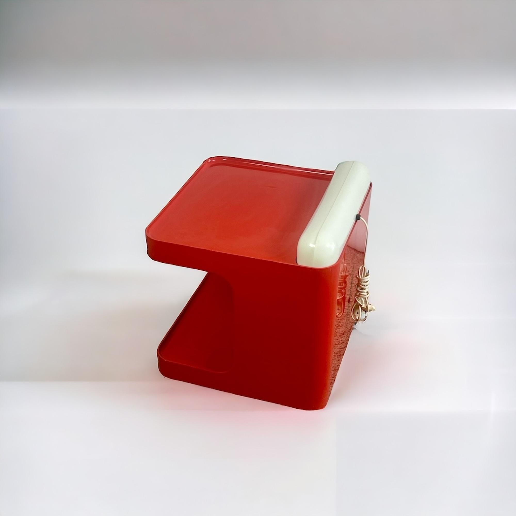 Late 20th Century Retro 1970s Longato 'Game' Bar Cart in Vibrant Red with Lights By Marcello Siard
