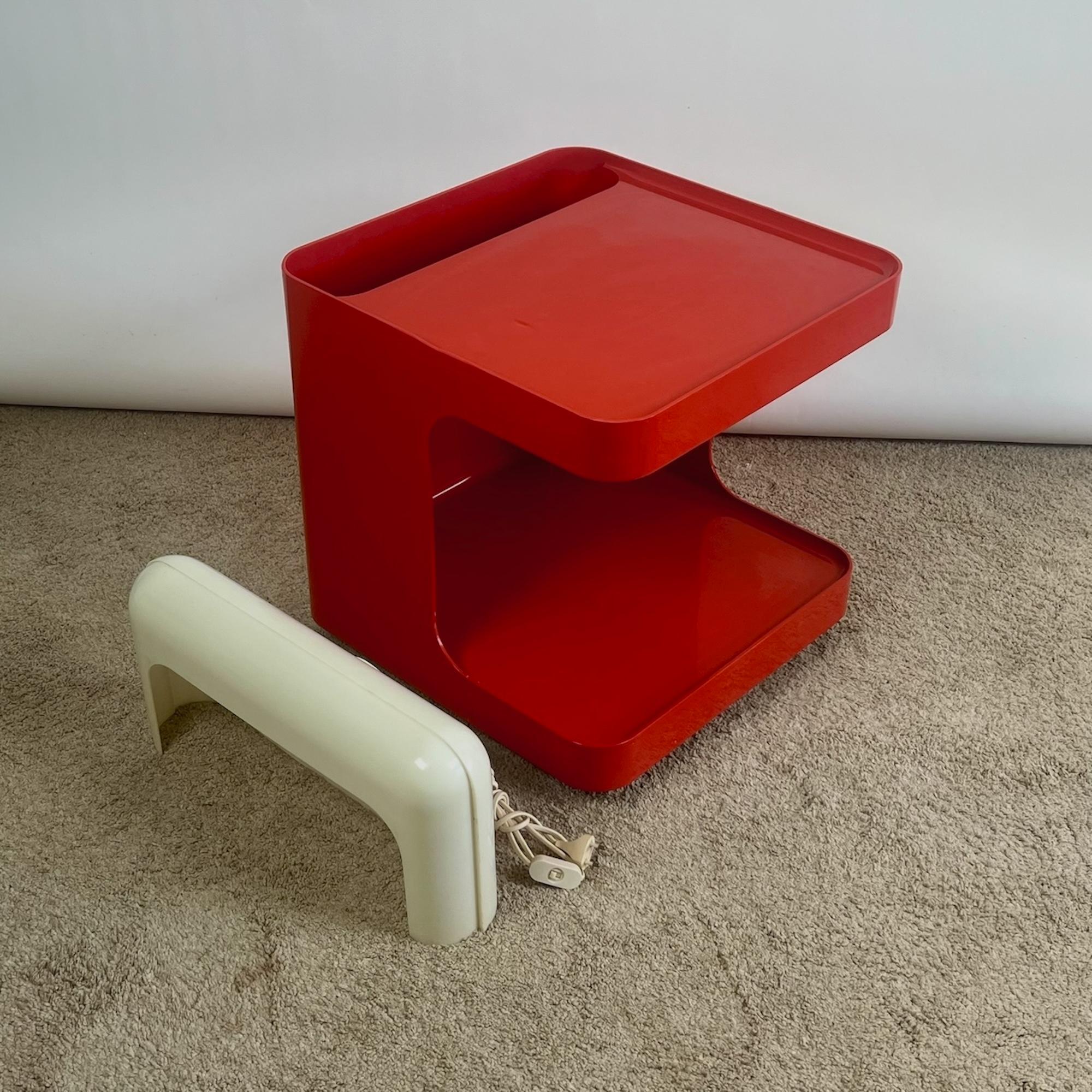 Plastic Retro 1970s Longato 'Game' Bar Cart in Vibrant Red with Lights By Marcello Siard