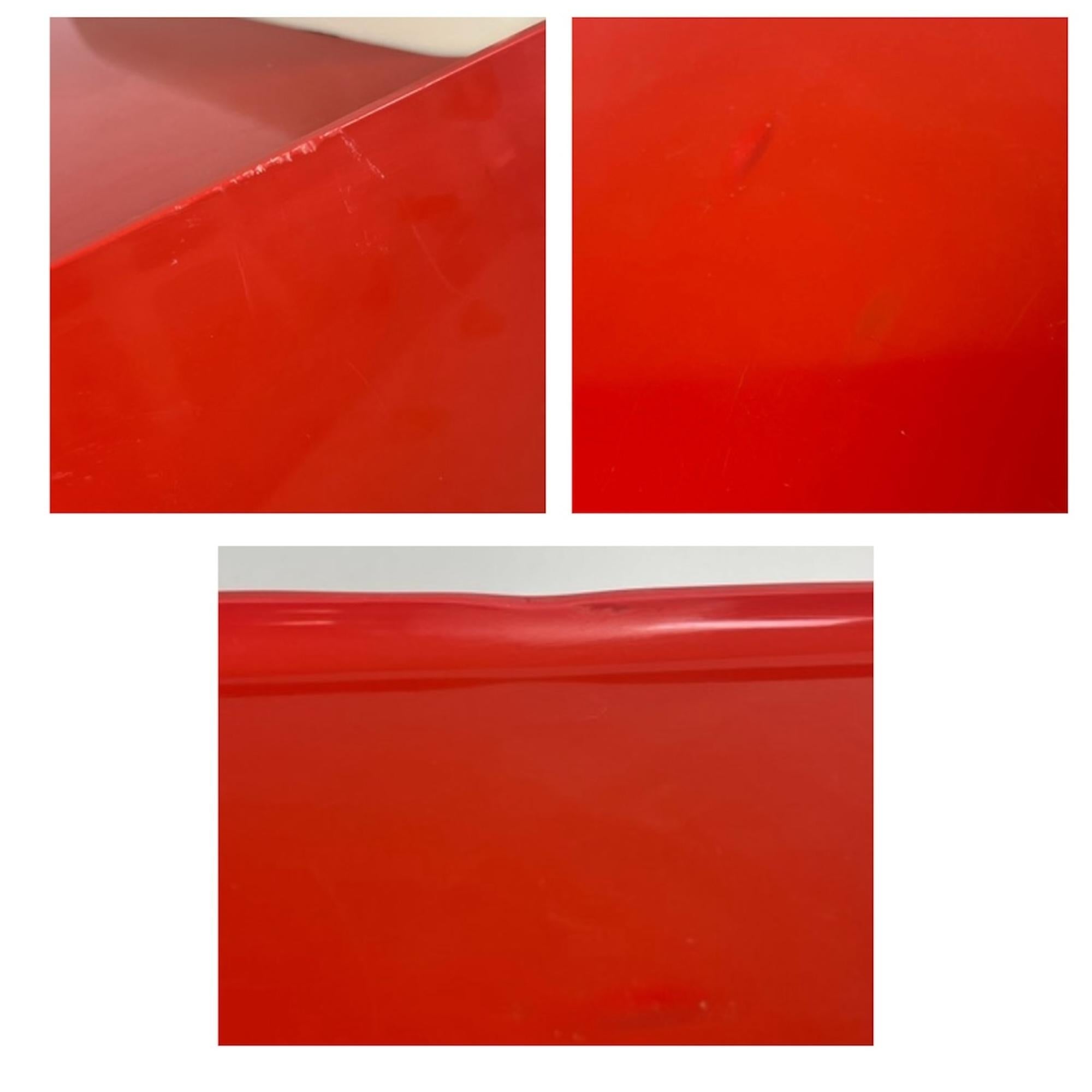 Retro 1970s Longato 'Game' Bar Cart in Vibrant Red with Lights By Marcello Siard 2