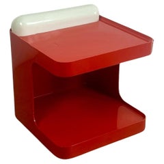 Retro 1970s Longato 'Game' Bar Cart in Vibrant Red with Lights By Marcello Siard