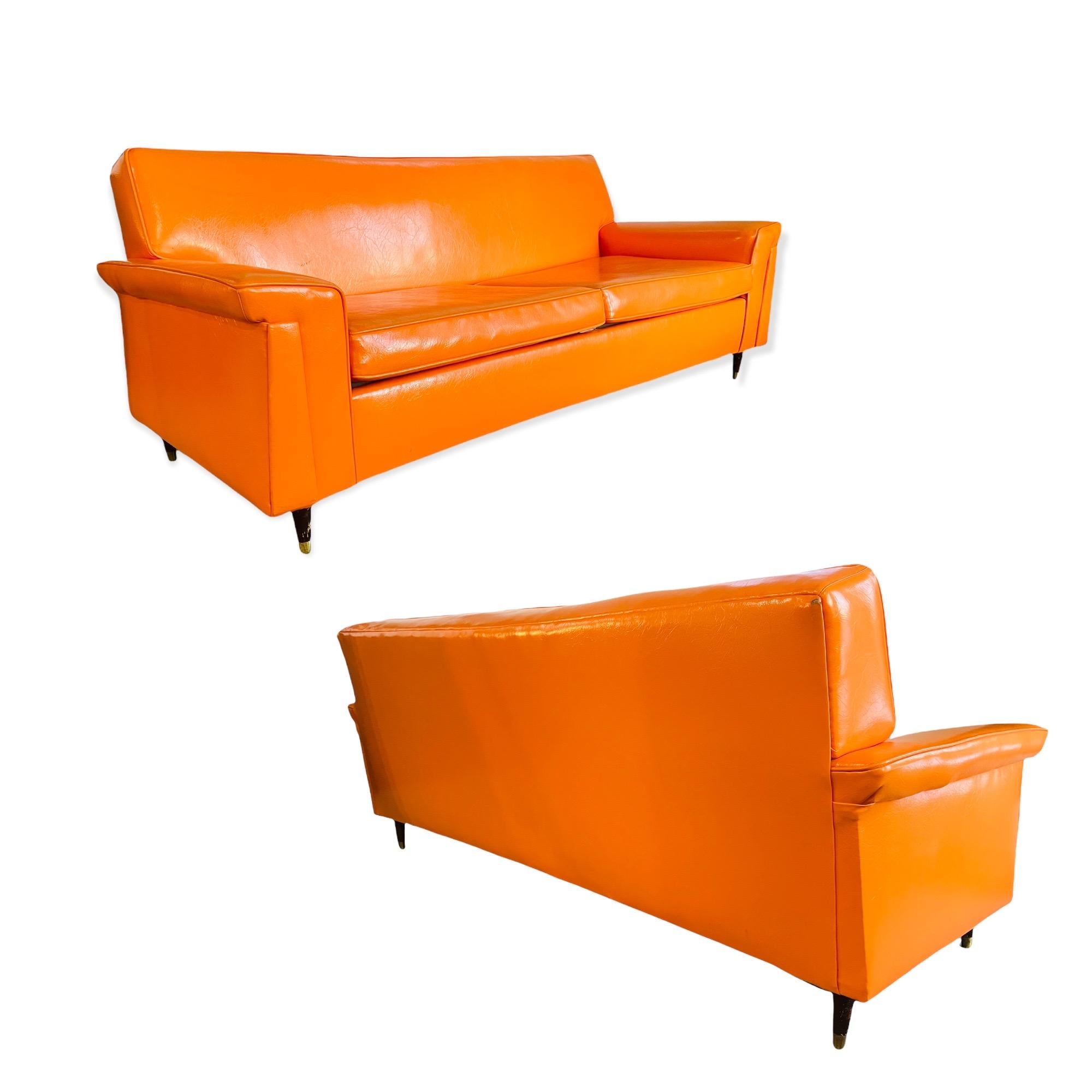 Mid-Century Modern Retro 1970’s Orange Sofa & Two Club Chairs by Barker Furniture