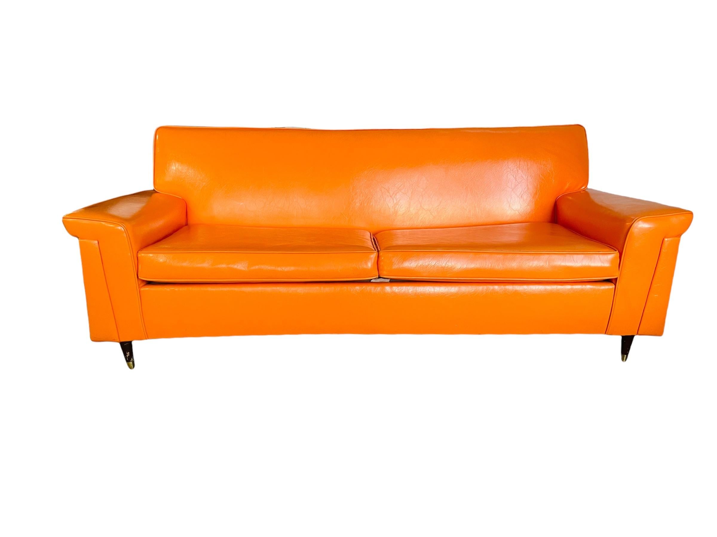 Retro 1970’s Orange Sofa & Two Club Chairs by Barker Furniture In Good Condition In Brooklyn, NY