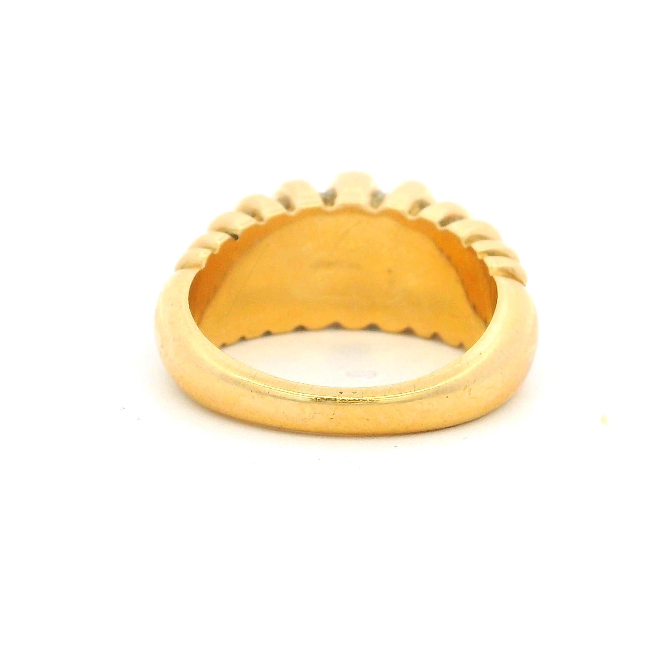 Fascia retrò anni '80 in oro giallo 18 carati e malachite intagliata In condizioni ottime in vendita a Miami, FL