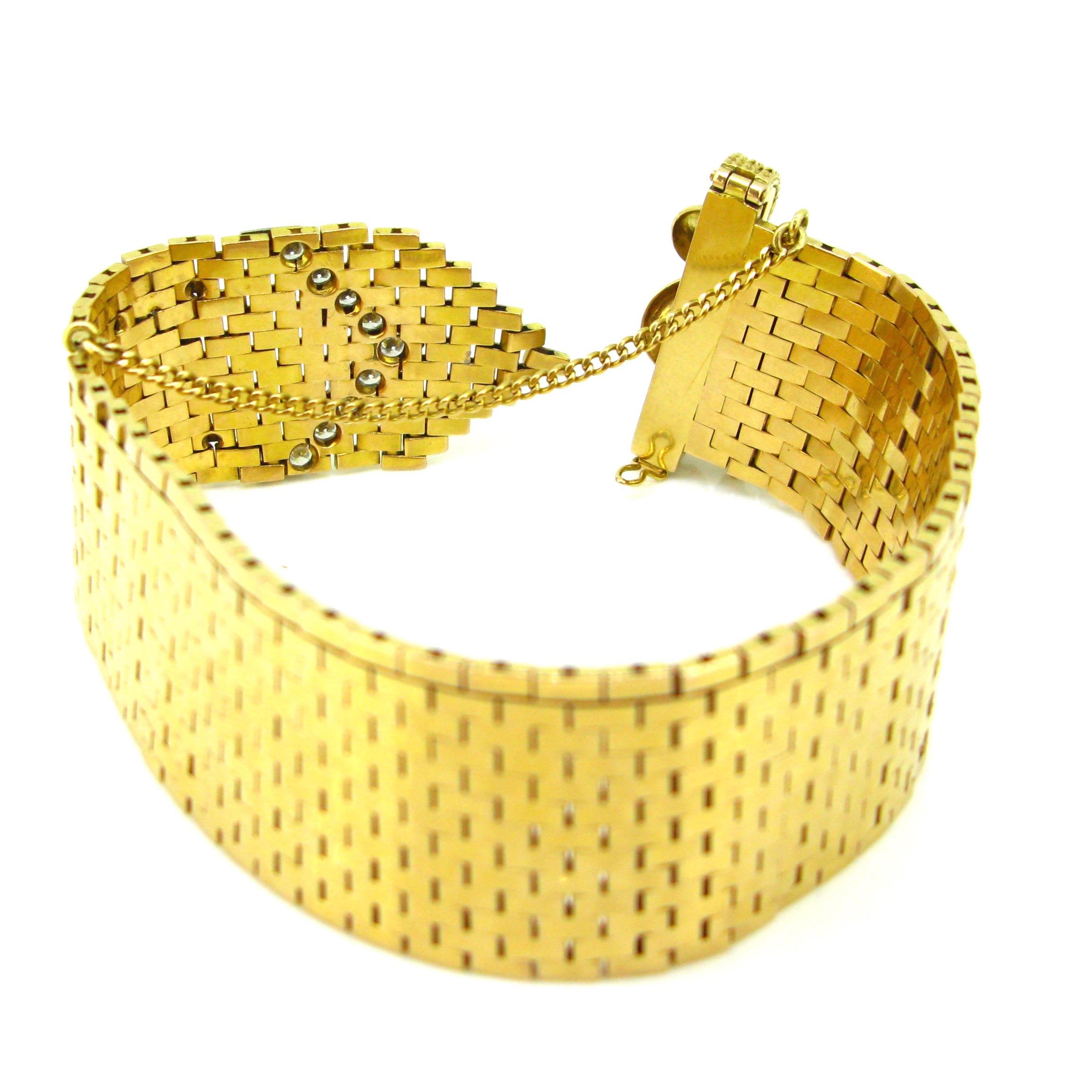 Round Cut Retro 1ct Diamonds Tassels Yellow Gold Platinum French Belt Flexible Bracelet