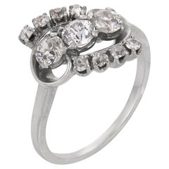 Bague rétro en or blanc 14k avec diamant taille ancienne de 2,00 carats