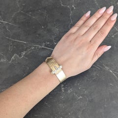 Retro 2.00 CTW Diamond 14 Karat Two-Tone Gold Vintage Mesh Buckle Bracelet