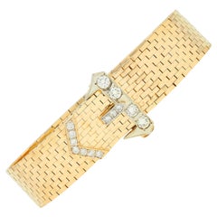 Bracelet rétro vintage en or bicolore 14 carats avec 2,00 carats de diamants