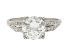 Anello di fidanzamento retrò con diamante vecchio taglio europeo da 2,01 CTW in platino Arrow GIA